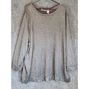 Woman Within Women's 3X Gray Metallic Knit 3/4 Sleeve Tunic Top Sparkle Metallic